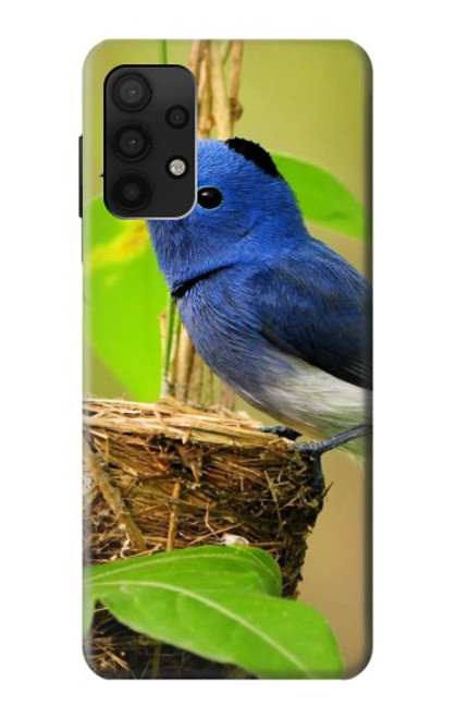 W3839 Oiseau bleu du bonheur Oiseau bleu Etui Coque Housse et Flip Housse Cuir pour Samsung Galaxy A32 4G