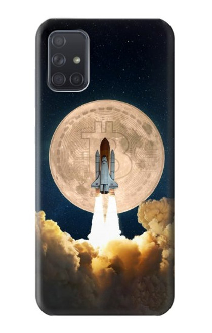 W3859 Bitcoin à la Lune Etui Coque Housse et Flip Housse Cuir pour Samsung Galaxy A71 5G