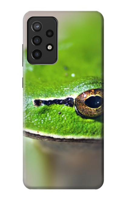 W3845 Grenouille verte Etui Coque Housse et Flip Housse Cuir pour Samsung Galaxy A72, Galaxy A72 5G