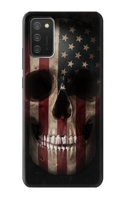 W3850 Crâne de drapeau américain Etui Coque Housse et Flip Housse Cuir pour Samsung Galaxy A03S