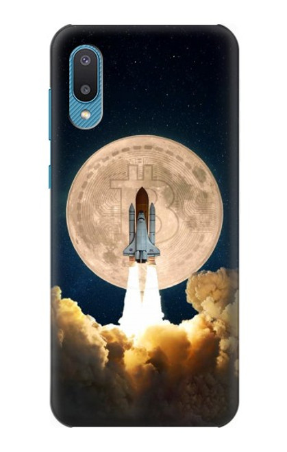 W3859 Bitcoin à la Lune Etui Coque Housse et Flip Housse Cuir pour Samsung Galaxy A04, Galaxy A02, M02