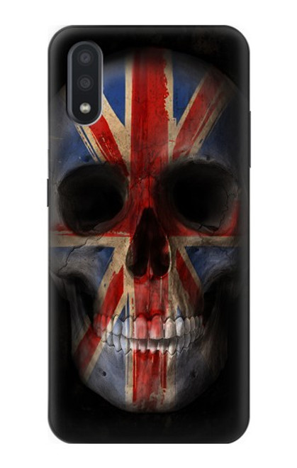 W3848 Crâne de drapeau du Royaume-Uni Etui Coque Housse et Flip Housse Cuir pour Samsung Galaxy A01