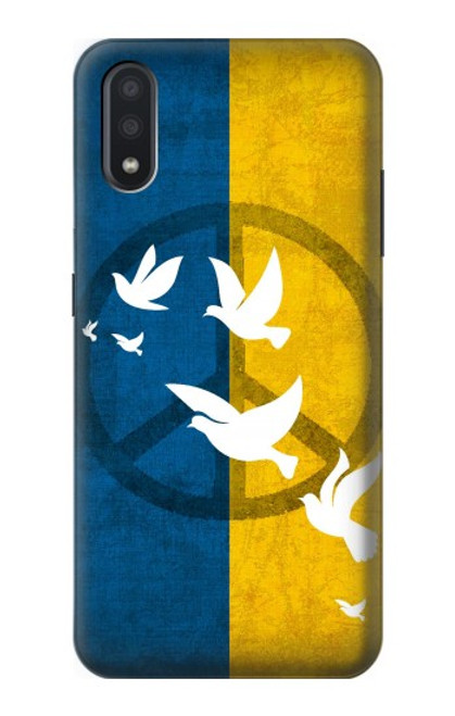 W3857 Colombe de la paix drapeau ukrainien Etui Coque Housse et Flip Housse Cuir pour Samsung Galaxy A01