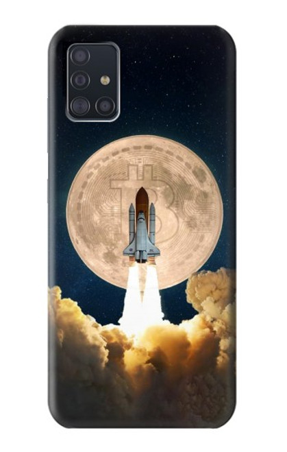 W3859 Bitcoin à la Lune Etui Coque Housse et Flip Housse Cuir pour Samsung Galaxy A51