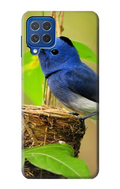 W3839 Oiseau bleu du bonheur Oiseau bleu Etui Coque Housse et Flip Housse Cuir pour Samsung Galaxy M62