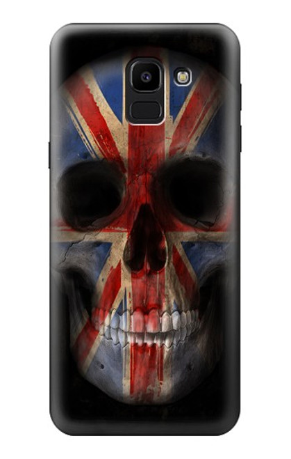 W3848 Crâne de drapeau du Royaume-Uni Etui Coque Housse et Flip Housse Cuir pour Samsung Galaxy J6 (2018)