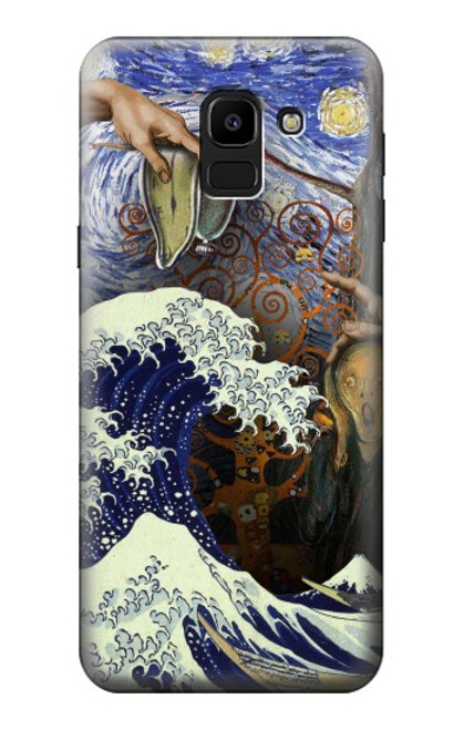 W3851 Monde de l'art Van Gogh Hokusai Da Vinci Etui Coque Housse et Flip Housse Cuir pour Samsung Galaxy J6 (2018)