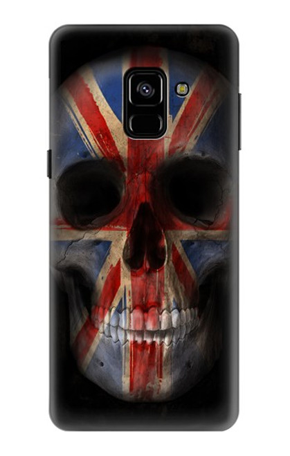 W3848 Crâne de drapeau du Royaume-Uni Etui Coque Housse et Flip Housse Cuir pour Samsung Galaxy A8 (2018)