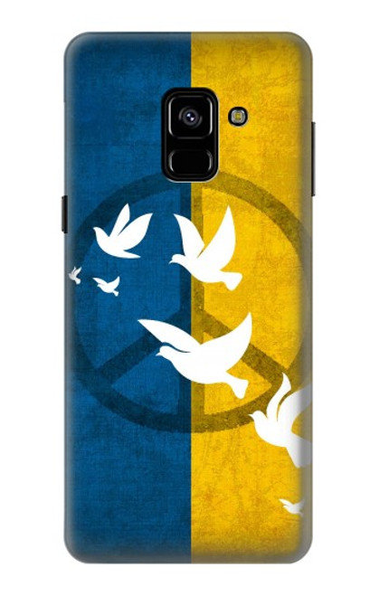 W3857 Colombe de la paix drapeau ukrainien Etui Coque Housse et Flip Housse Cuir pour Samsung Galaxy A8 (2018)