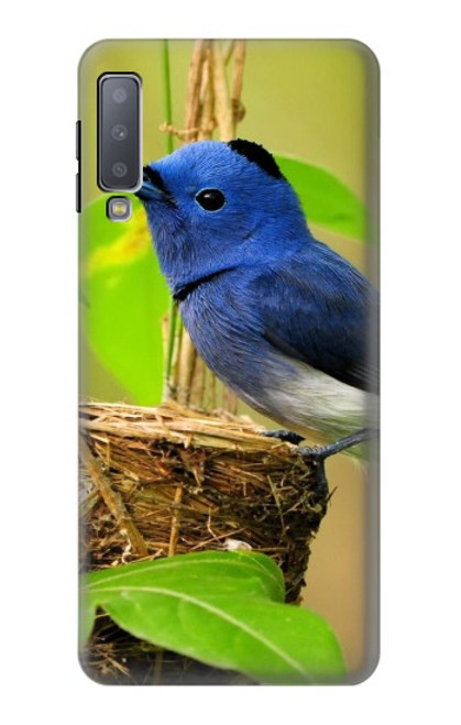 W3839 Oiseau bleu du bonheur Oiseau bleu Etui Coque Housse et Flip Housse Cuir pour Samsung Galaxy A7 (2018)