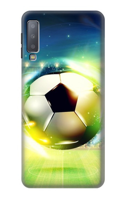 W3844 Ballon de football de football rougeoyant Etui Coque Housse et Flip Housse Cuir pour Samsung Galaxy A7 (2018)