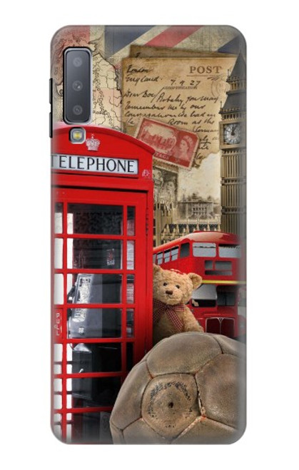 W3856 Vintage Londres Britannique Etui Coque Housse et Flip Housse Cuir pour Samsung Galaxy A7 (2018)