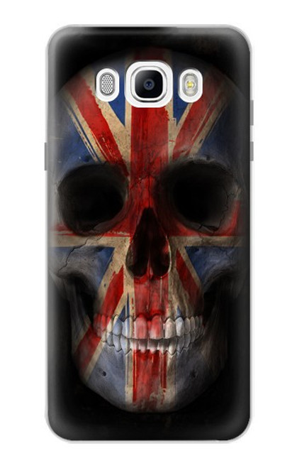 W3848 Crâne de drapeau du Royaume-Uni Etui Coque Housse et Flip Housse Cuir pour Samsung Galaxy J7 (2016)