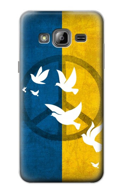 W3857 Colombe de la paix drapeau ukrainien Etui Coque Housse et Flip Housse Cuir pour Samsung Galaxy J3 (2016)