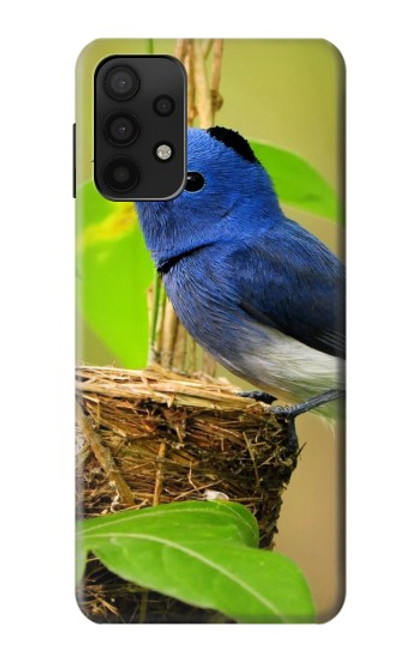 W3839 Oiseau bleu du bonheur Oiseau bleu Etui Coque Housse et Flip Housse Cuir pour Samsung Galaxy M32 5G