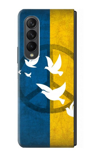 W3857 Colombe de la paix drapeau ukrainien Etui Coque Housse et Flip Housse pour Samsung Galaxy Z Fold 3 5G