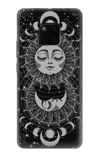 W3854 Visage de soleil mystique Croissant de lune Etui Coque Housse et Flip Housse Cuir pour Huawei Mate 20 Pro