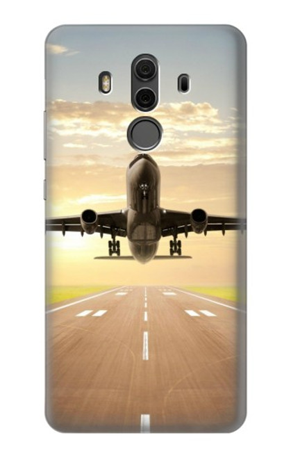 W3837 Avion Décollage Sunrise Etui Coque Housse et Flip Housse Cuir pour Huawei Mate 10 Pro, Porsche Design