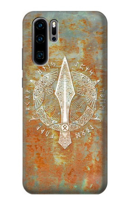 W3827 Lance Gungnir d'Odin Norse Viking Symbol Etui Coque Housse et Flip Housse Cuir pour Huawei P30 Pro