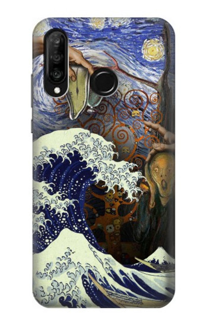 W3851 Monde de l'art Van Gogh Hokusai Da Vinci Etui Coque Housse et Flip Housse Cuir pour Huawei P30 lite
