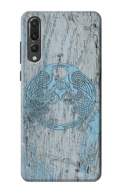 W3829 Huginn et Muninn Twin Ravens Norse Etui Coque Housse et Flip Housse Cuir pour Huawei P20 Pro