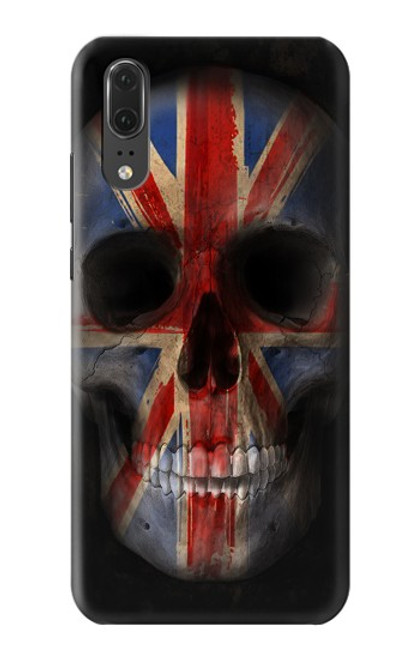 W3848 Crâne de drapeau du Royaume-Uni Etui Coque Housse et Flip Housse Cuir pour Huawei P20