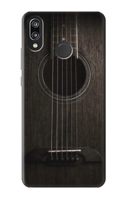 W3834 Guitare noire Old Woods Etui Coque Housse et Flip Housse Cuir pour Huawei P20 Lite