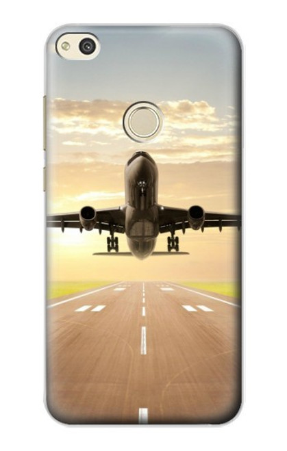 W3837 Avion Décollage Sunrise Etui Coque Housse et Flip Housse Cuir pour Huawei P8 Lite (2017)