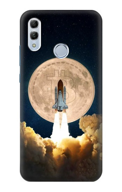 W3859 Bitcoin à la Lune Etui Coque Housse et Flip Housse Cuir pour Huawei Honor 10 Lite, Huawei P Smart 2019