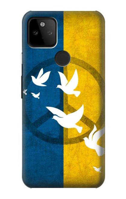 W3857 Colombe de la paix drapeau ukrainien Etui Coque Housse et Flip Housse Cuir pour Google Pixel 5A 5G