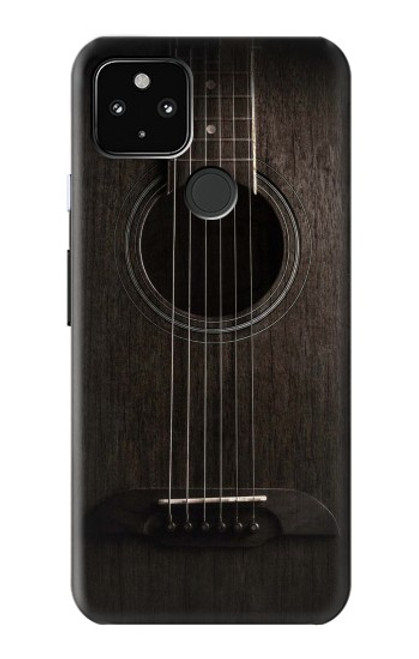 W3834 Guitare noire Old Woods Etui Coque Housse et Flip Housse Cuir pour Google Pixel 4a 5G