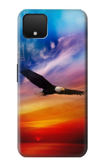 W3841 Pygargue à tête blanche volant dans un ciel coloré Etui Coque Housse et Flip Housse Cuir pour Google Pixel 4 XL