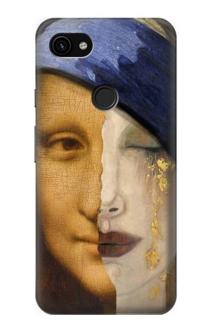 W3853 La Joconde Gustav Klimt Vermeer Etui Coque Housse et Flip Housse Cuir pour Google Pixel 3a XL