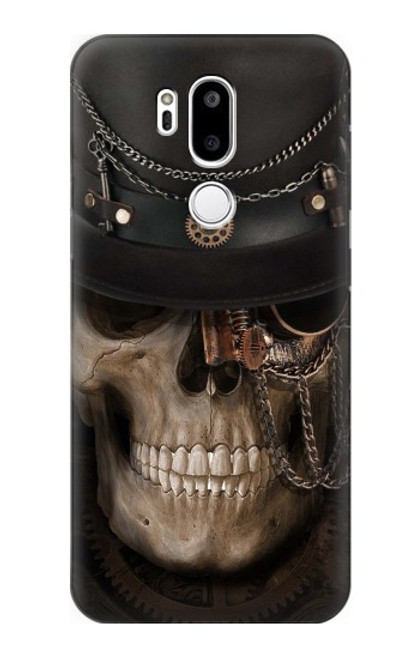 W3852 Crâne Steampunk Etui Coque Housse et Flip Housse Cuir pour LG G7 ThinQ