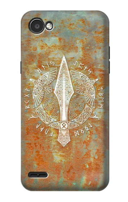 W3827 Lance Gungnir d'Odin Norse Viking Symbol Etui Coque Housse et Flip Housse Cuir pour LG Q6