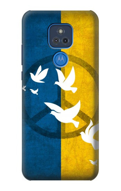 W3857 Colombe de la paix drapeau ukrainien Etui Coque Housse et Flip Housse Cuir pour Motorola Moto G Play (2021)