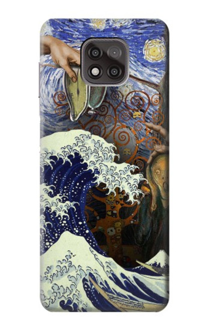 W3851 Monde de l'art Van Gogh Hokusai Da Vinci Etui Coque Housse et Flip Housse Cuir pour Motorola Moto G Power (2021)