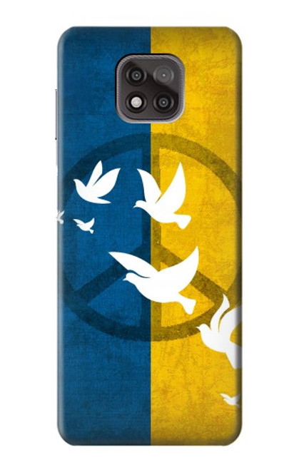 W3857 Colombe de la paix drapeau ukrainien Etui Coque Housse et Flip Housse Cuir pour Motorola Moto G Power (2021)