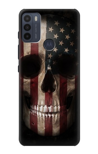 W3850 Crâne de drapeau américain Etui Coque Housse et Flip Housse Cuir pour Motorola Moto G50