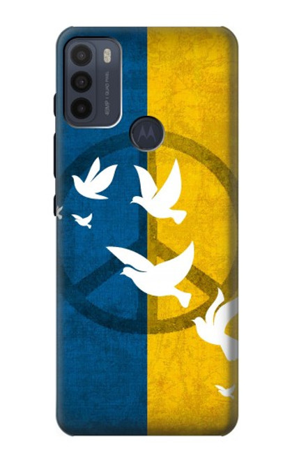 W3857 Colombe de la paix drapeau ukrainien Etui Coque Housse et Flip Housse Cuir pour Motorola Moto G50