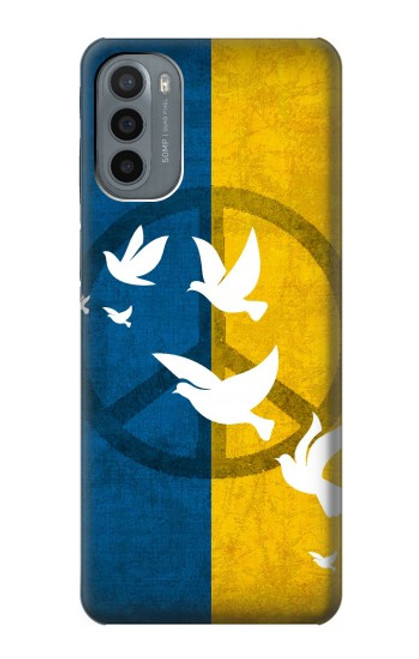 W3857 Colombe de la paix drapeau ukrainien Etui Coque Housse et Flip Housse Cuir pour Motorola Moto G31