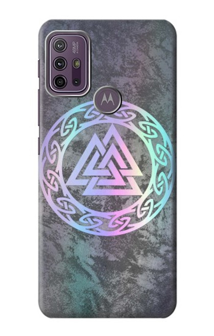 W3833 Valknut Odin Wotans Noeud Hrungnir Coeur Etui Coque Housse et Flip Housse Cuir pour Motorola Moto G10 Power