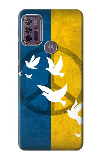 W3857 Colombe de la paix drapeau ukrainien Etui Coque Housse et Flip Housse Cuir pour Motorola Moto G10 Power