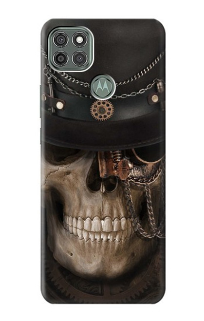 W3852 Crâne Steampunk Etui Coque Housse et Flip Housse Cuir pour Motorola Moto G9 Power