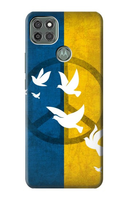 W3857 Colombe de la paix drapeau ukrainien Etui Coque Housse et Flip Housse Cuir pour Motorola Moto G9 Power