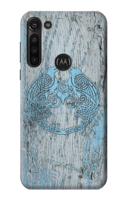 W3829 Huginn et Muninn Twin Ravens Norse Etui Coque Housse et Flip Housse Cuir pour Motorola Moto G8 Power