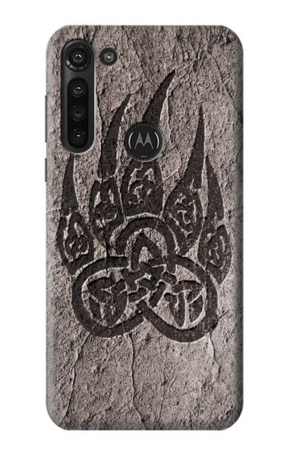 W3832 Patte d'ours nordique viking Berserkers Rock Etui Coque Housse et Flip Housse Cuir pour Motorola Moto G8 Power