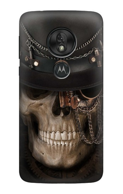 W3852 Crâne Steampunk Etui Coque Housse et Flip Housse Cuir pour Motorola Moto G7 Play