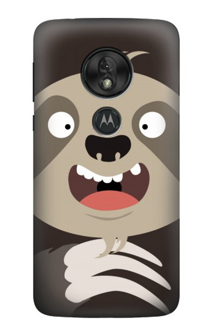 W3855 Dessin animé visage paresseux Etui Coque Housse et Flip Housse Cuir pour Motorola Moto G7 Power
