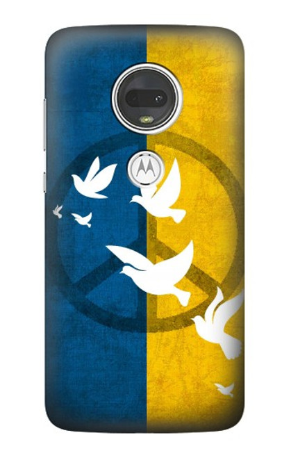 W3857 Colombe de la paix drapeau ukrainien Etui Coque Housse et Flip Housse Cuir pour Motorola Moto G7, Moto G7 Plus